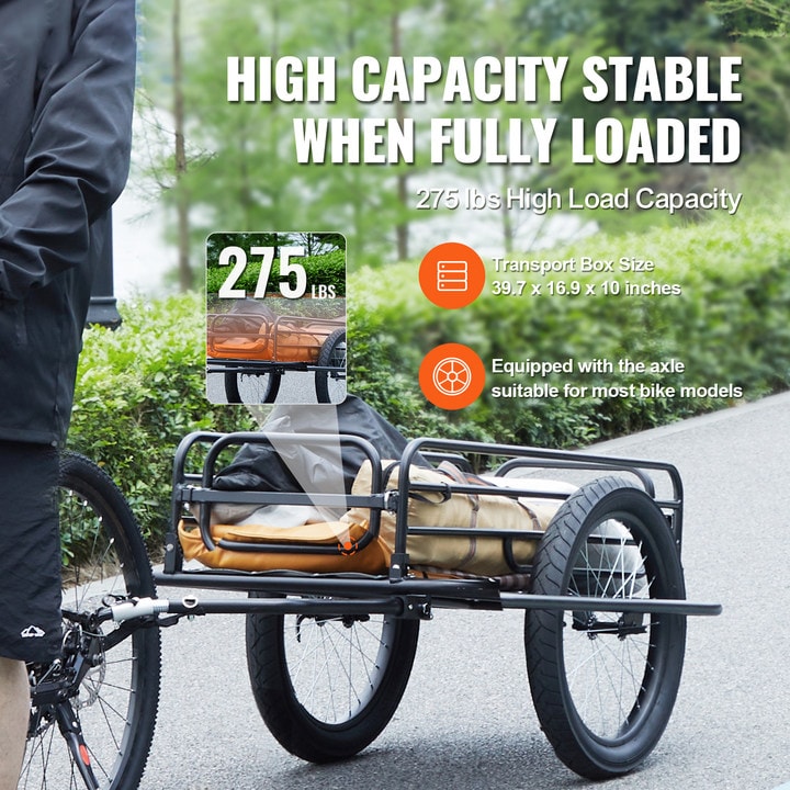 Heavy Duty Bike Cargo Trailer Foldable Bicycle Wagon Cart_voghion.com